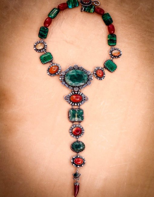 Emerald Medicine Wheel~Chakra Necklace of Emerald and Carnelian