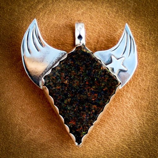 REVERSIBLE Buffalo Pendant with Turquoise and Opal - Image 2
