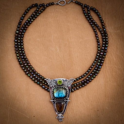 Multi-Strand Pearls with Labradorite and Smokey Quartz - Image 2