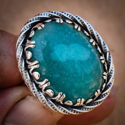 Handmade Silver Ring w/ Chrysicholla - Image 2