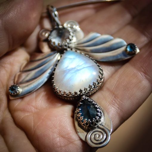 Angel Pendant w Moonstone, Aquamarine and Blue Topaz - Image 2