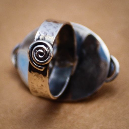 Green Chrysoprase Ring-Egyptian Style w Spirals - Image 2