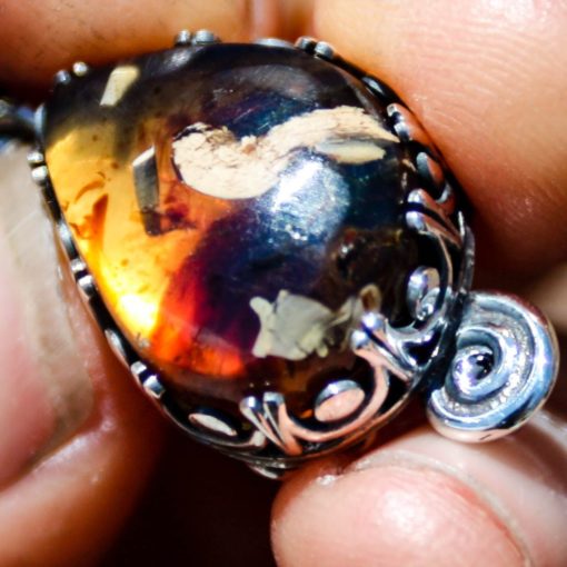 Listening~Reversible Ammonite and Aquamarine Pendant - Image 4