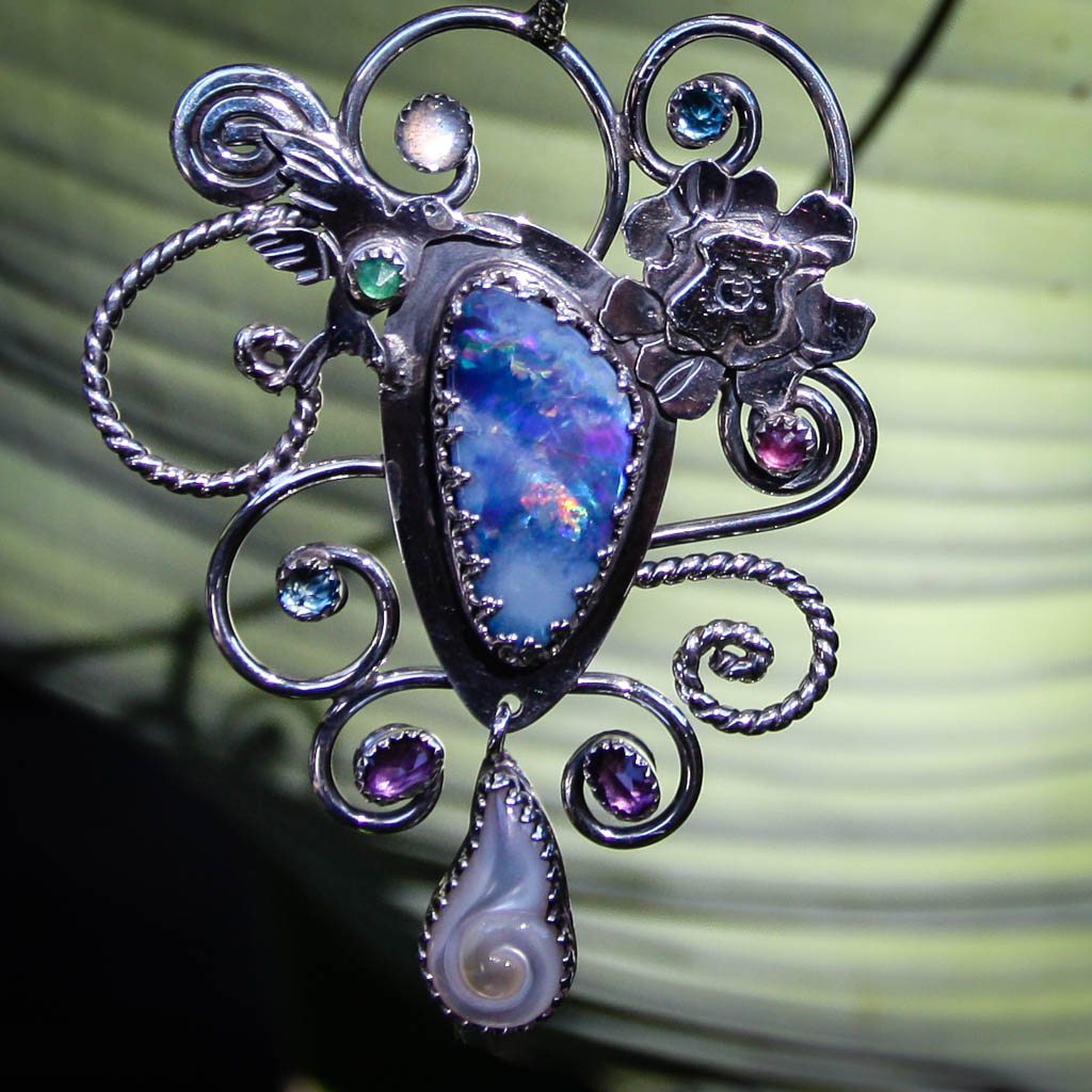 Garden of Joy- Hummingbird Opal Pendant