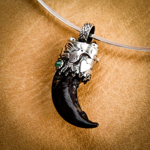 Runs with Wolves~ Blue Opal, Emerald, Wolf Claw w Hummingbird - Image 3