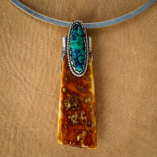 Angela Blessing Jewelry- artifact pendant with azurite