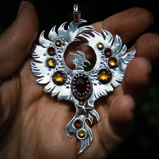 Fire Phoenix ~ Phoenix Pendant, Garnet, Citrine - Image 2
