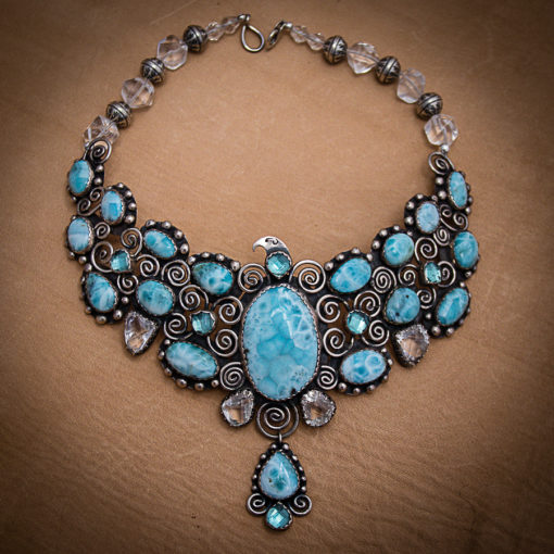 Blue Eagle Rising ~ Larimar, Quartz Power Necklace